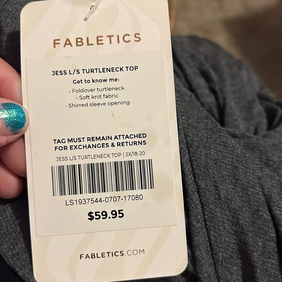 Fabletics Gray Jess Long-Sleeve Ribbed Turtleneck Top Size 2X - Picture 4 of 5